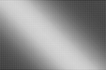 Black and white vector halftone. Subtle halftone digital texture. Faded dotted gradient. Comic effect overlay