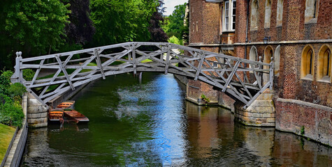 Fototapeta na wymiar Mathematical Bridge over the River Cam at Cambridge, England