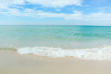 Fototapeta na wymiar blue sea and the beach in Thailand sea landscape.