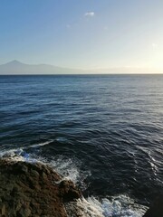 A view of the Teide volcano and the island of La Gomera