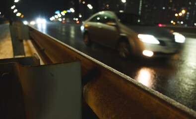 transport on the road in the evening