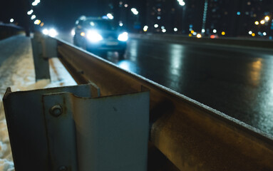 transport on the road in the evening