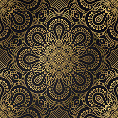 abstract golden luxury ornamental pattern with luxury flower ornament texture on black.