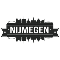 Naklejka premium Nijmegen Netherlands Europe Skyline Silhouette Design City Vector Art Famous Buildings Stamp Stencil.