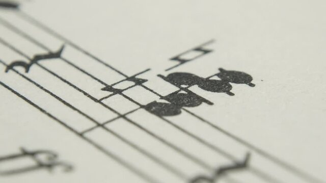 Musical background, sheet music. Stop motion.