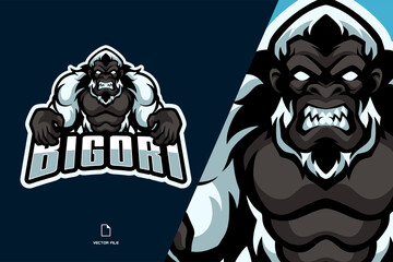 bigfoot white gorilla mascot esport logo illustration for sports team