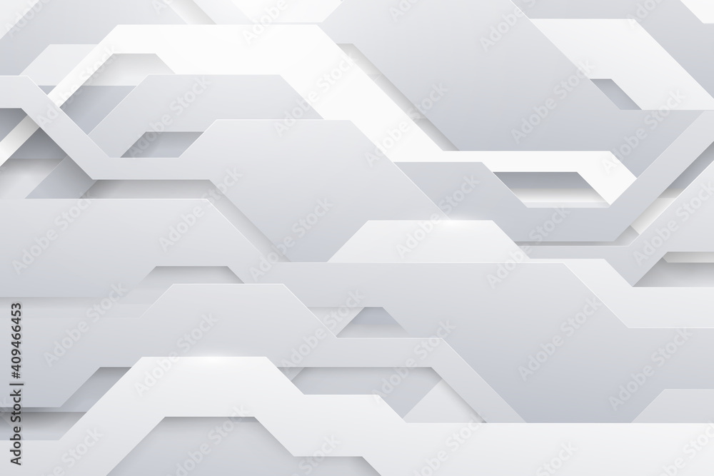 Aufkleber Abstract white lines and dots connect with Futuristic background. Data cyber internet technology connection