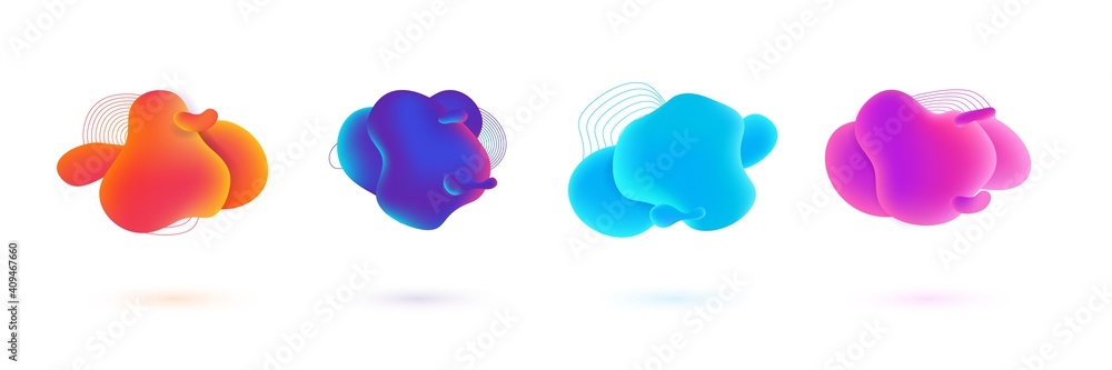 Leinwandbilder fluid blobs banners. gradient colorful liquid spots. composition of bright bubbles and concentric ci