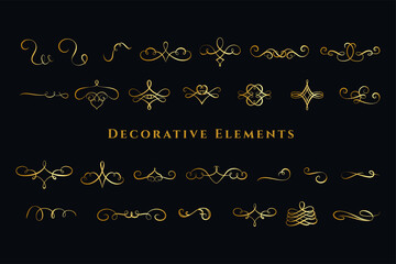 calligraphic swirls ornaments decorations big set