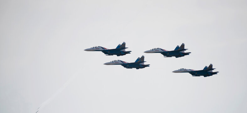   Aerobatic team "Russian Knights" on the Su-27