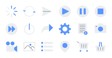 Flat essential UI Icon set.