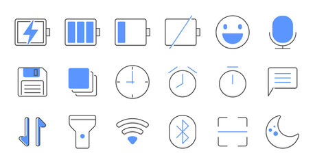 Colored line essential UI Icon set.