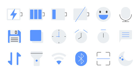 Flat essential UI Icon set.