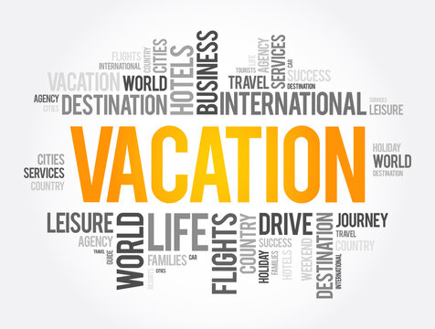 Vacation Word Cloud Collage, Travel Concept Background