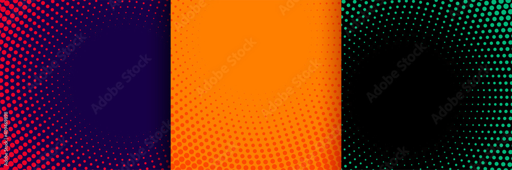 Sticker abstract halftone background set of three - Stickers