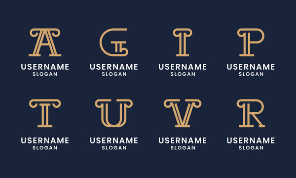 Set of Initial pillar, Law firm, attorney, Elegant and luxury letter logo design Template