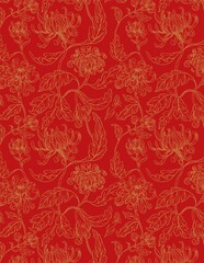 Vintage floral background Chrysanthemum flowers. Retro style. Vector illustration