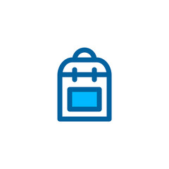 School bag icon in blue color style. Vector icon with pixel perfect