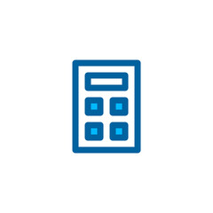 Calculator icon in blue color style. Vector icon with pixel perfect