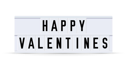 HAPPY VALENTINES. Text displayed on a vintage letter board light box. Vector illustration.