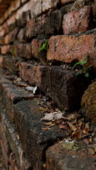 Ancient red brick wall vintage building