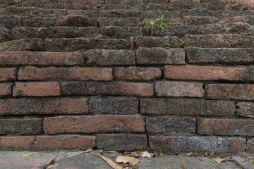 Ancient red brick wall vintage building