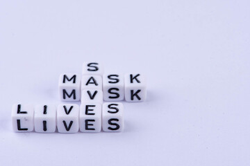 Letters with the word Mask Safe Lives