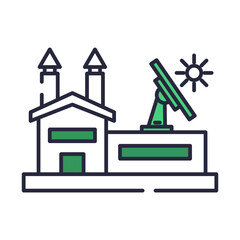 Obraz premium Power plant with solar cell icon