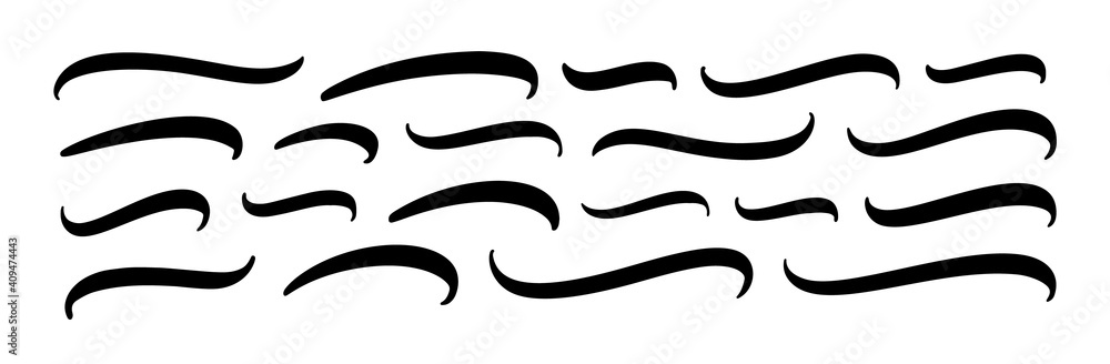Poster set of hand lettering underlines lines. vector underline stroke. design concept element collection.