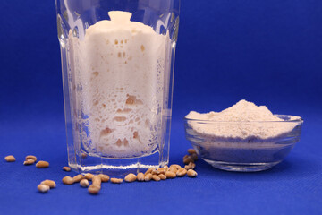 Close-up of the air bubbles in old dough, also called mother dough, that can be used to leaven bread. Selective focus.