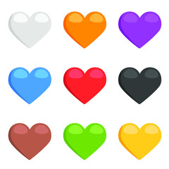 Heart Color Set Icons. Doodle Illustration Clip Art vector Design. Cartoon Style Love Symbol.