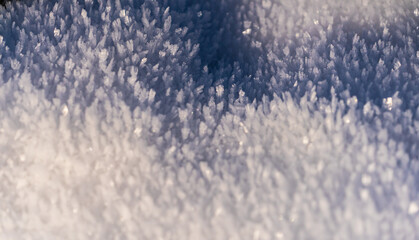 detail shot of frozen snow with selective focus