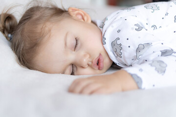Childhood, care, motherhood, health, medicine, pediatrics concepts - Close up Little peace calm...