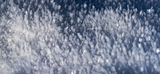 Detail shot of frozen snow  with selective focus area