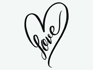 Love. Hand written lettering isolated on white background.Vector template for poster, social network, banner, cards.	