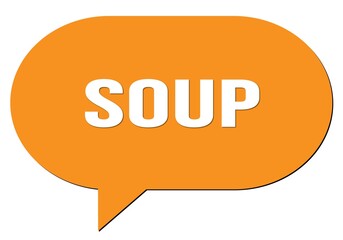 SOUP text written in an orange speech bubble
