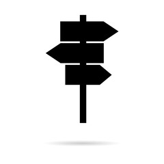 Signpost street vector illustration, road arrow symbol isolated on white background, web pointer