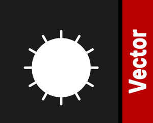 White Sun icon isolated on black background. Summer symbol. Good sunny day. Vector.