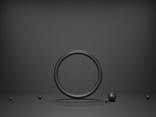 Abstract 3d rendering of a ring. Modern background with circle geometric shape. Minimalistic design for poster, cover, branding, banner, placard - 3D render