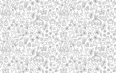 Funny Happy Easter seamless pattern background greeting card