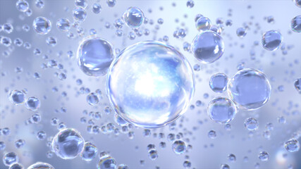 cosmetic 3d bubble design on background Abstract science background with bubbles on water. cosmetic bubble design magic