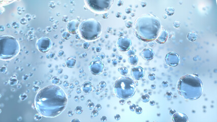 cosmetic 3d bubble design on background Abstract science background with bubbles on water. cosmetic bubble design magic