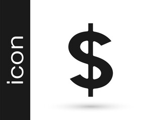 Black Dollar symbol icon isolated on white background. Cash and money, wealth, payment symbol. Casino gambling. Vector.