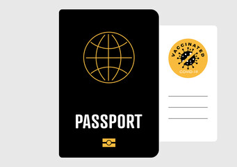 Passport with vaccination list. Covid-19 vaccine. Flat vector illustration.