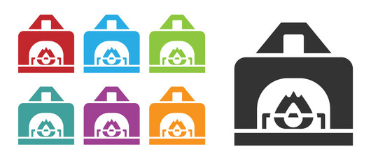 Black Interior fireplace icon isolated on white background. Set icons colorful. Vector.