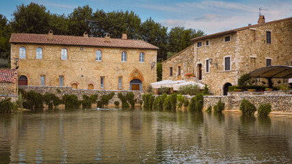 Medieval thermal baths in Bagno Vignoni, Tuscany, Italy