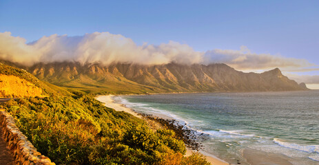 Obraz premium Panorama of the coast of South Africa at the sunset with clouds - Western Cape
