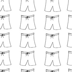 Doodle Beach Shorts seamless pattern. hand drawn background. Vector illustration