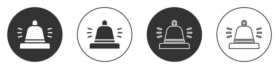 Black Hotel service bell icon isolated on white background. Reception bell. Circle button. Vector.