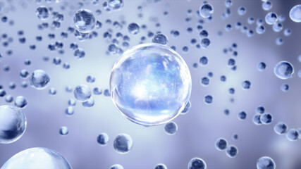 cosmetic 3d bubble design on background Abstract science background with bubbles on water. cosmetic bubble design magic